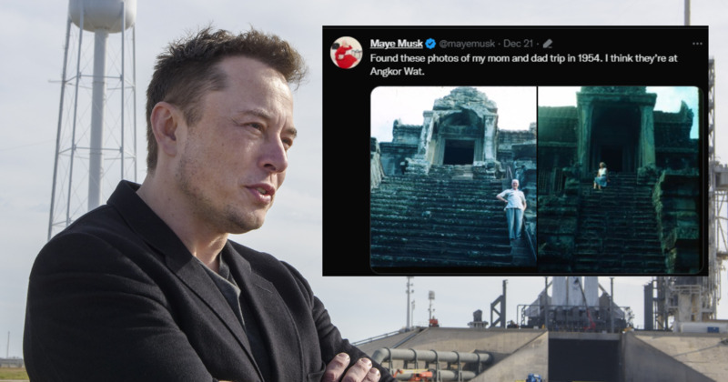 Elon Musk​​ ភ្ញាក់ផ្អើលបន្ទាប់ពីរកឃើញថាប៉ាម៉ាក់របស់ខ្លួនធ្លាប់មកលេងប្រាសាទអង្គរវត្តរបស់កម្ពុជា