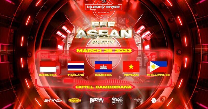សិល្បករទាំង៥ប្រទេសចូលរួមក្នុងការប្រគំតន្រ្តី FFF ASEAN PARTY ដែលកម្ពុជាជាម្ចាស់ផ្ទះលើកដំបូង
